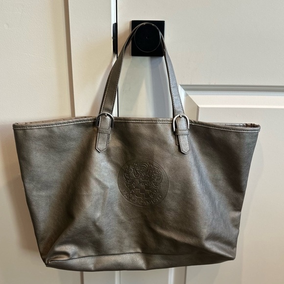 Dazzling Silver Vince Camuto Tote/Bag with Pink Interior Lining - Picture 1 of 10